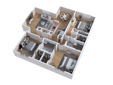 bedroom floor plan of a 2100 sq ft apartment